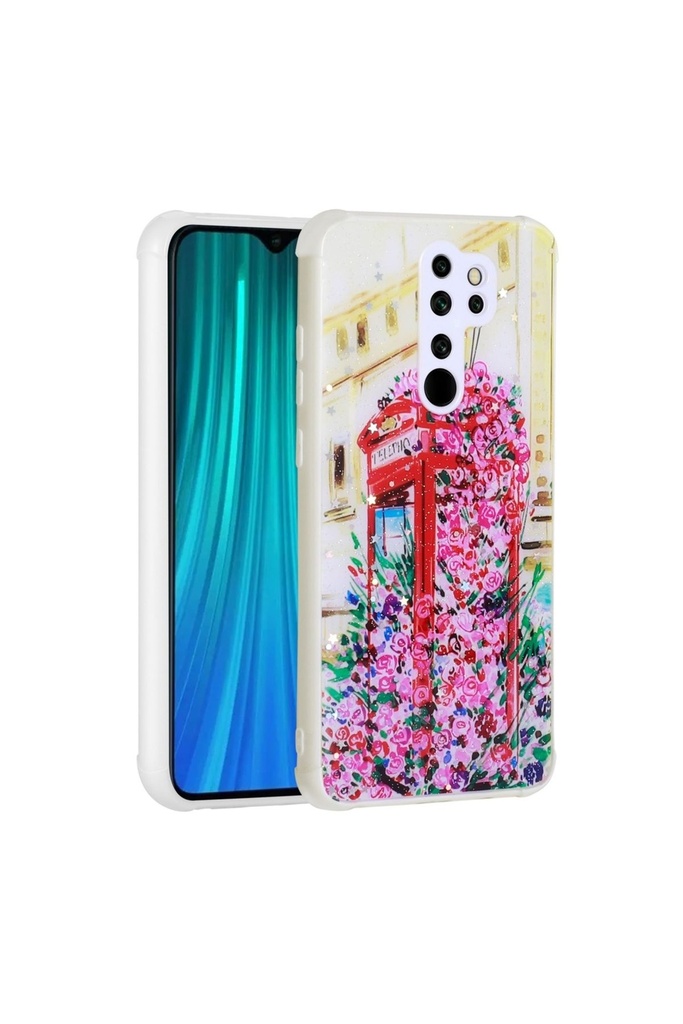 Xiaomi Redmi Note 8 Pro Uyumlu Kılıf Simli Desenli Kamera Korumalı Parlak Zore Popy Kapak