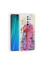 Xiaomi Redmi Note 8 Pro Uyumlu Kılıf Simli Desenli Kamera Korumalı Parlak Zore Popy Kapak