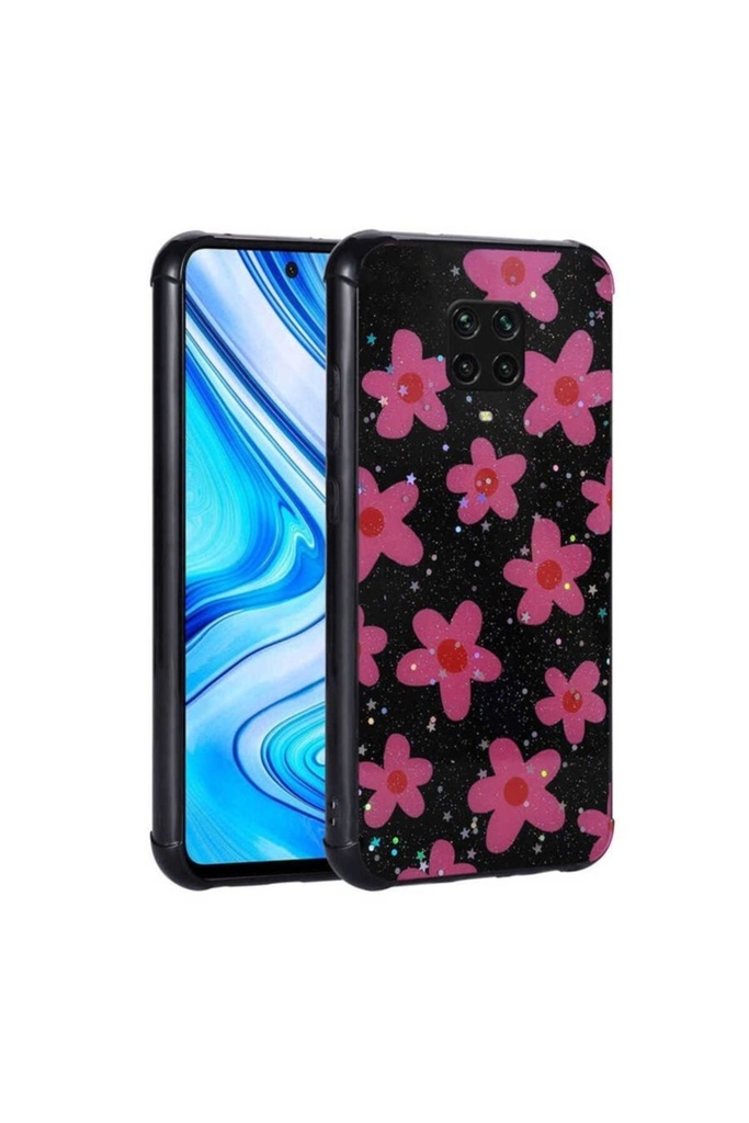 Xiaomi Redmi Note 9 Pro Uyumlu Kılıf Simli Desenli Kamera Korumalı Parlak Zore Popy Kapak