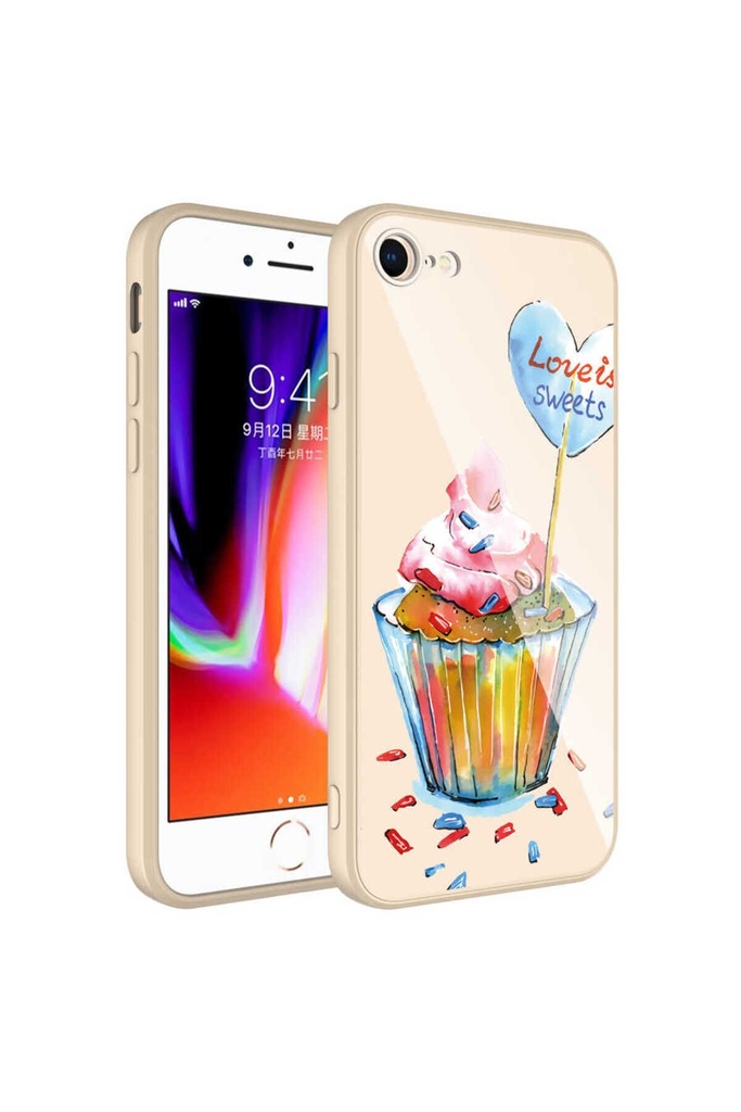 Apple iPhone 7 Uyumlu Kılıf Kamera Korumalı Desenli Sert Silikon Zore Epoksi Kapak