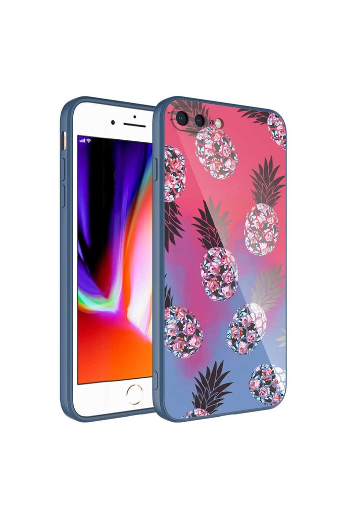 Apple iPhone 8 Plus Uyumlu Kılıf Kamera Korumalı Desenli Sert Silikon Zore Epoksi Kapak