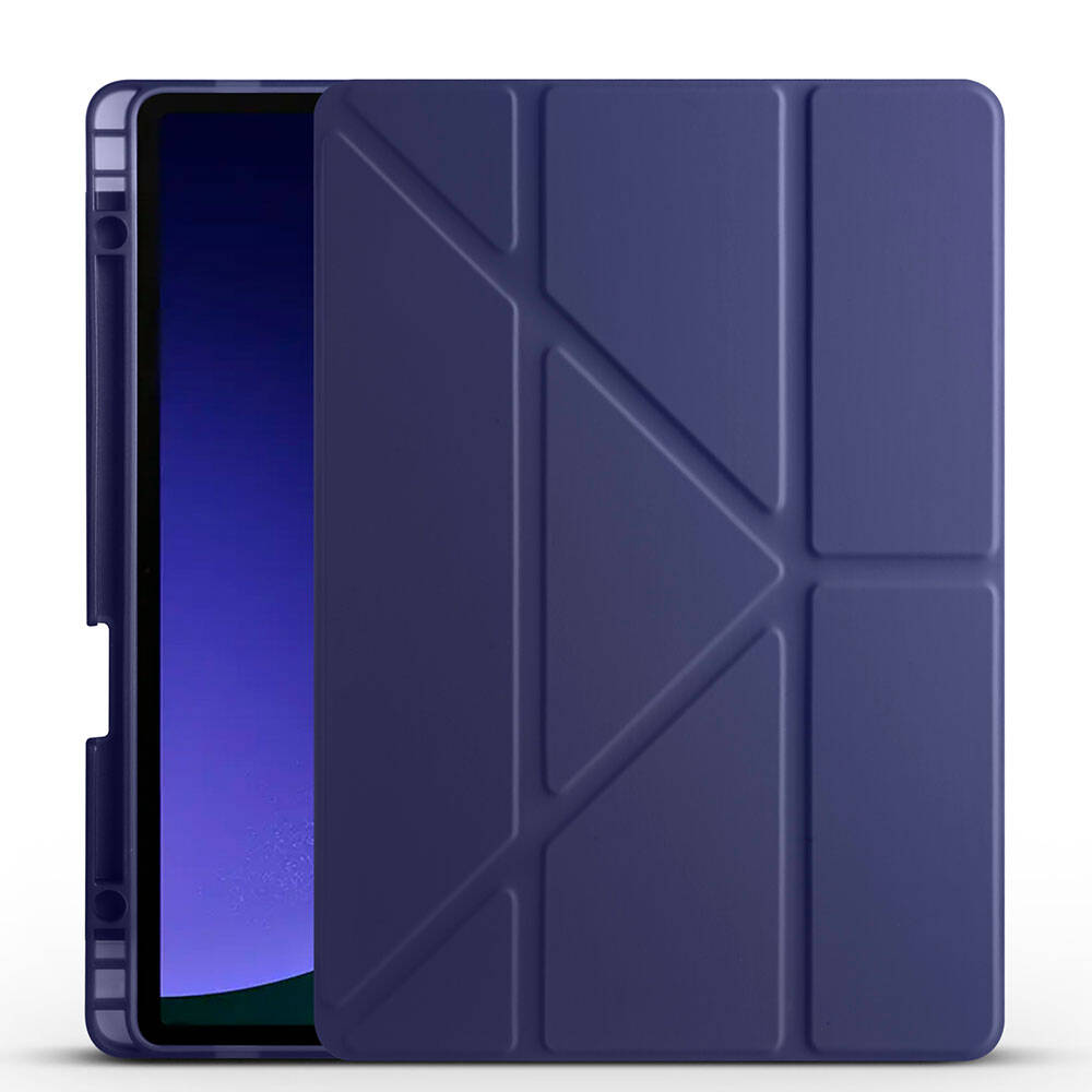 Samsung Galaxy Tab S9 Uyumlu Kılıf Zore Tri Folding Kalem Bölmeli Standlı Kılıf