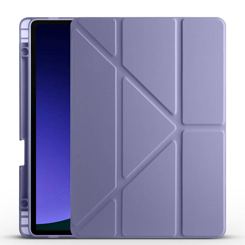 Samsung Galaxy Tab S9 Uyumlu Kılıf Zore Tri Folding Kalem Bölmeli Standlı Kılıf