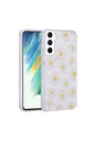 Samsung Galaxy S21 FE Uyumlu Kılıf Simli Desenli Kamera Korumalı Parlak Zore Popy Kapak