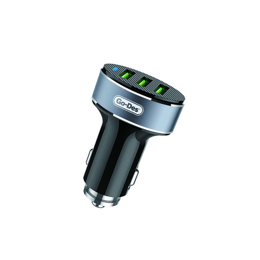 [RNZ-TA76464] Go Des GD-CC206 3 Usbli Led Işıklı Metal Araç Şarj Başlığı 3.6A