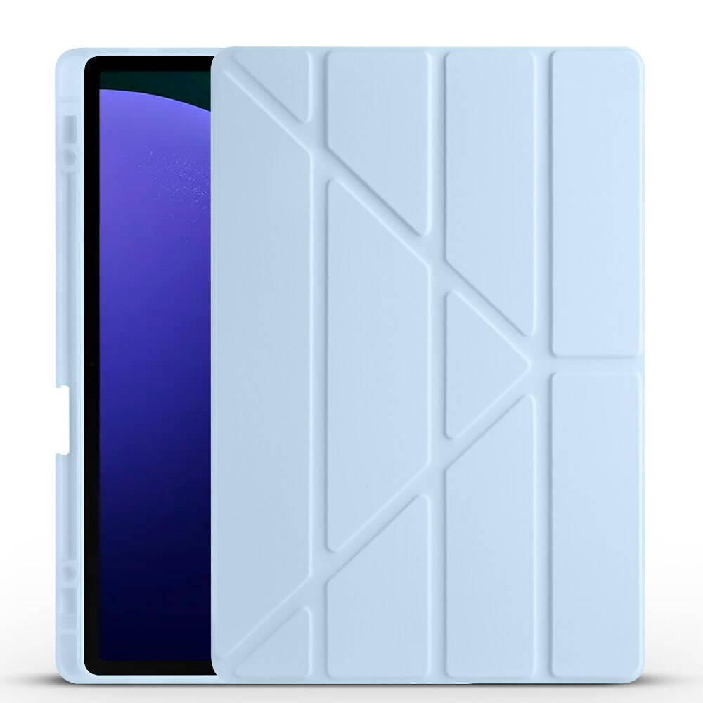 Samsung Galaxy Tab S9 Plus Uyumlu Kılıf Zore Tri Folding Kalem Bölmeli Standlı Kılıf