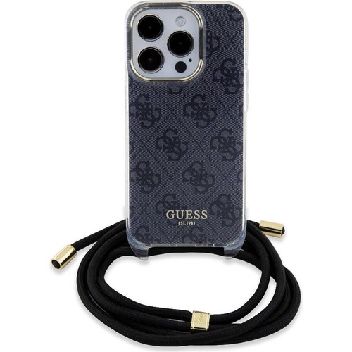 Apple iPhone 15 Pro Uyumlu Kılıf Guess Orjinal Lisanslı Çapraz Kordon 4G Desenli Kapak