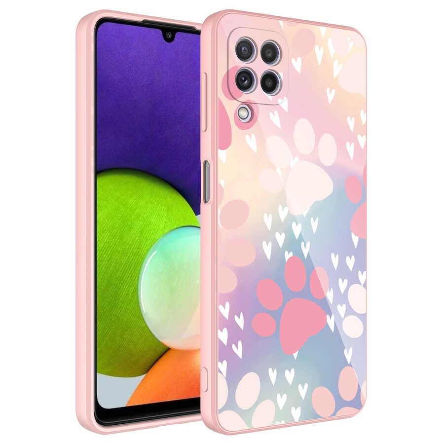 Samsung Galaxy M12 Uyumlu Kılıf Kamera Korumalı Desenli Sert Silikon Zore Epoksi Kapak