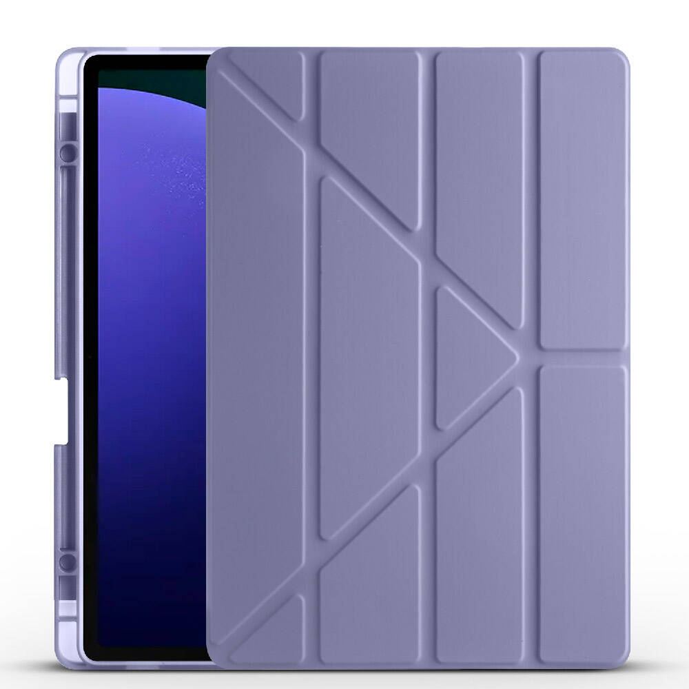 Samsung Galaxy Tab S9 Plus Uyumlu Kılıf Zore Tri Folding Kalem Bölmeli Standlı Kılıf
