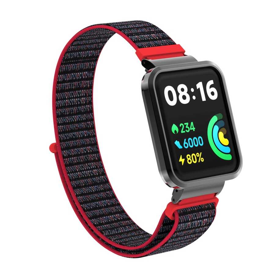 Xiaomi Redmi Watch 2 Lite Uyumlu Kordon Hasır Örgü Cırt Cırtlı Zore KRD-61 Kayış