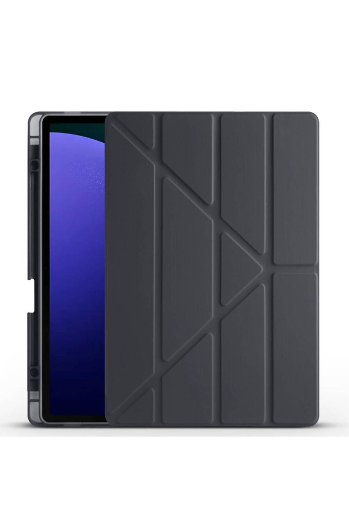 [RNZ-TA97188] Samsung Galaxy Tab S9 Plus Uyumlu Kılıf Zore Tri Folding Kalem Bölmeli Standlı Kılıf (Siyah)
