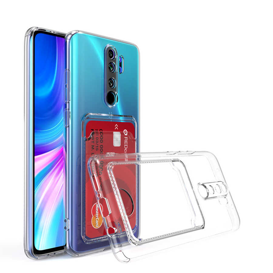 Xiaomi Redmi Note 8 Pro Uyumlu Kılıf Kartlıklı Şeffaf Zore Setra Clear Silikon Kapak