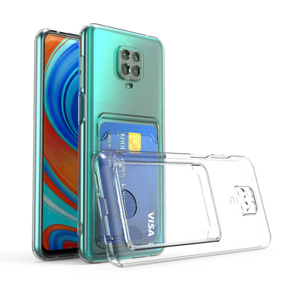 [RNZ-TA76590] Xiaomi Redmi Note 9 Pro Uyumlu Kılıf Kartlıklı Şeffaf Zore Setra Clear Silikon Kapak