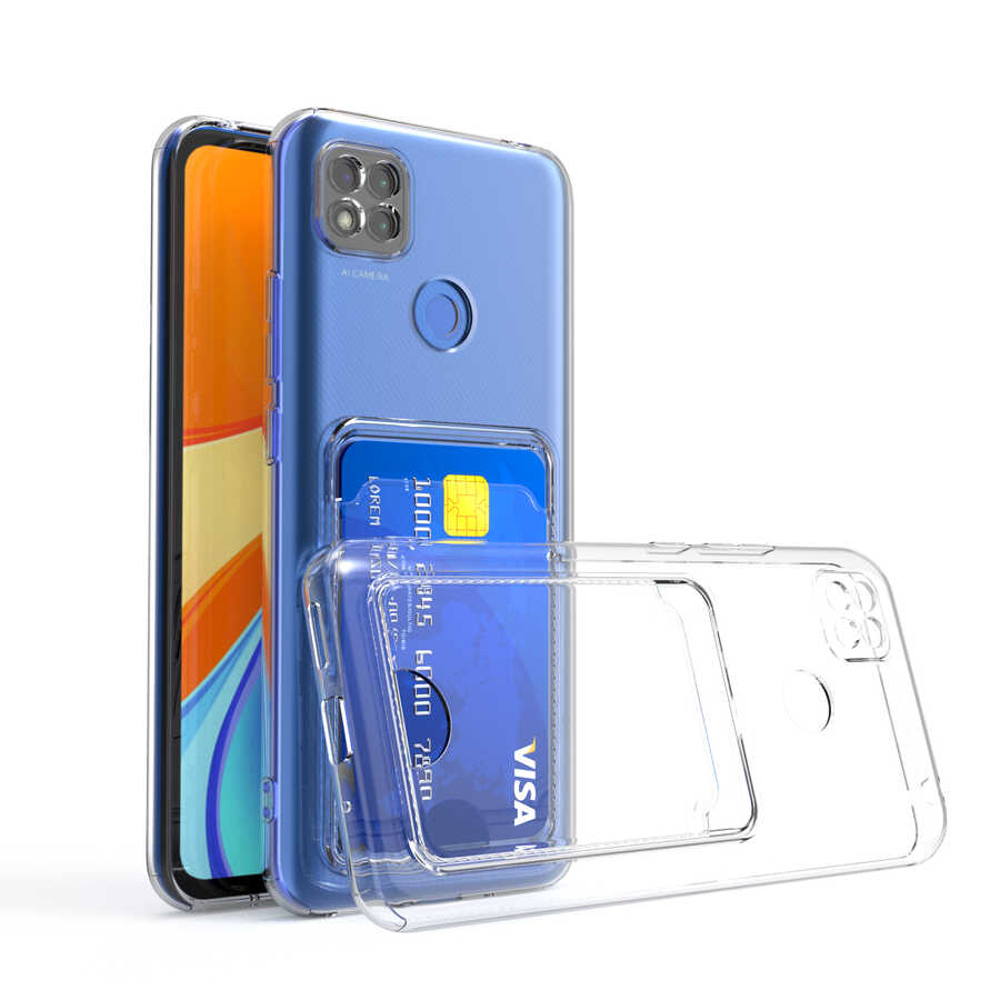 [RNZ-TA76591] Xiaomi Redmi 9C Uyumlu Kılıf Kartlıklı Şeffaf Zore Setra Clear Silikon Kapak