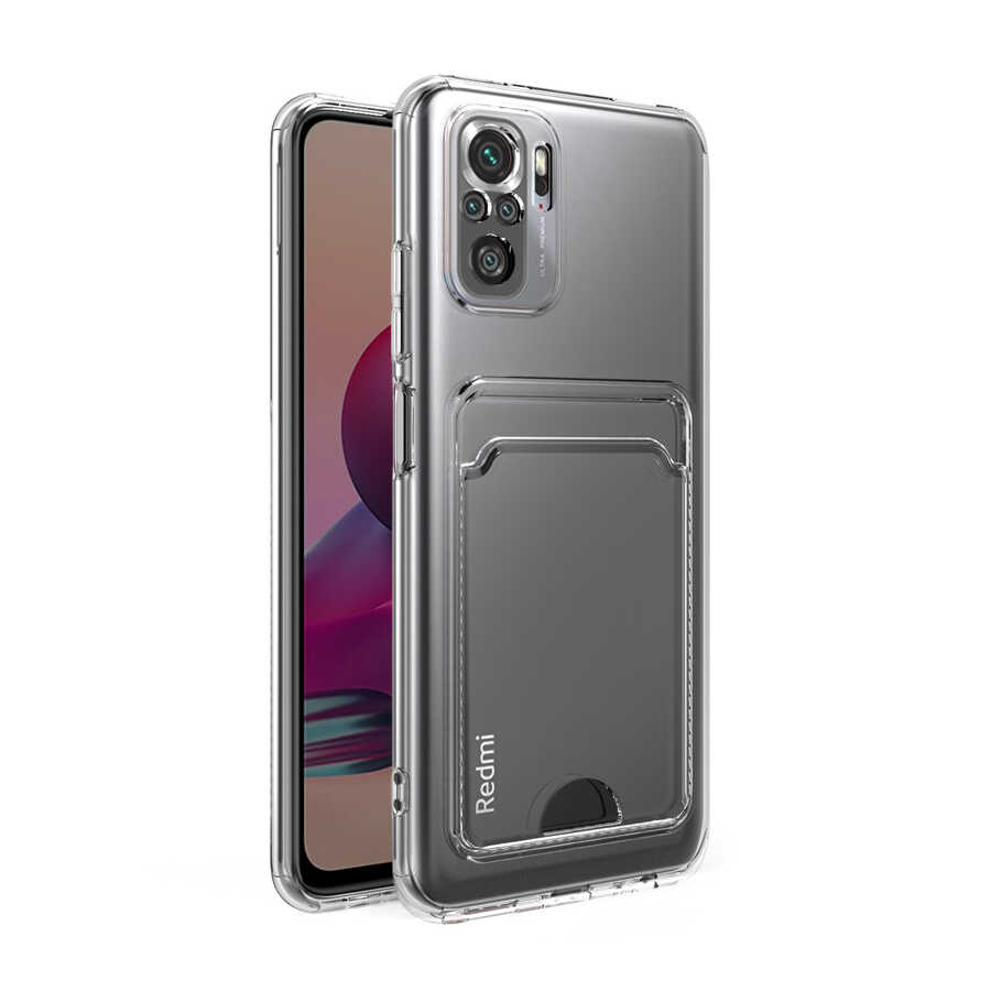 [RNZ-TA76593] Xiaomi Redmi Note 10S Uyumlu Kılıf Kartlıklı Şeffaf Zore Setra Clear Silikon Kapak