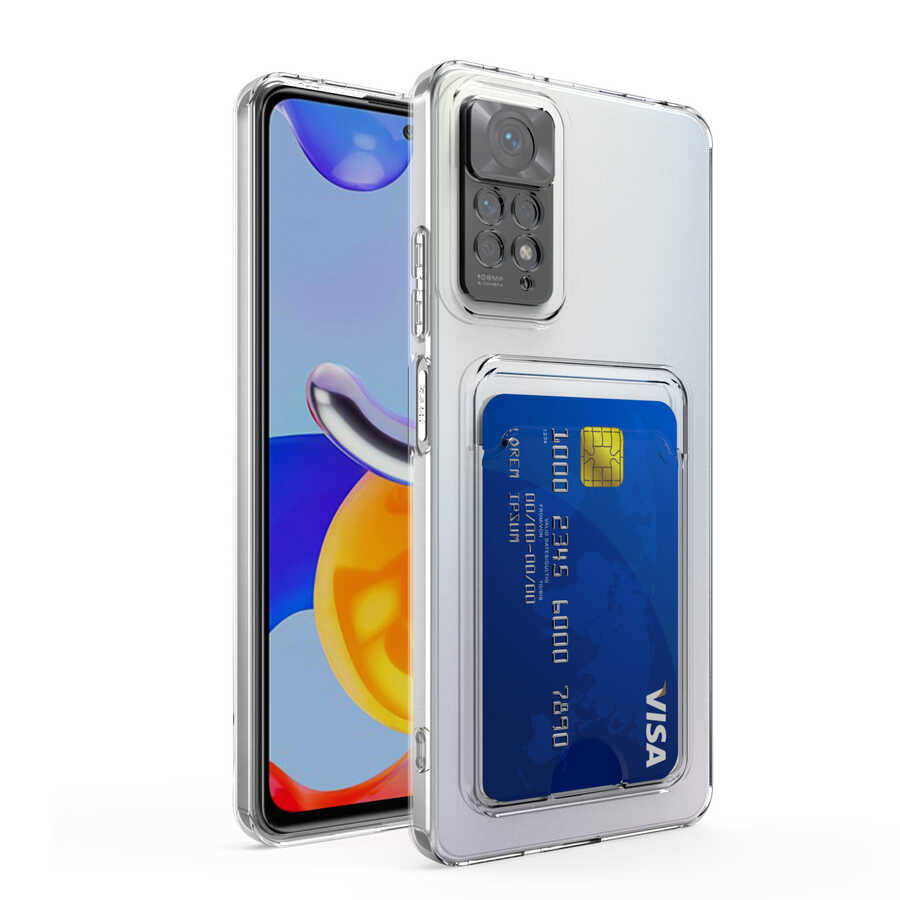 [RNZ-TA76594] Xiaomi Redmi Note 11 Global Uyumlu Kılıf Kartlıklı Şeffaf Zore Setra Clear Silikon Kapak
