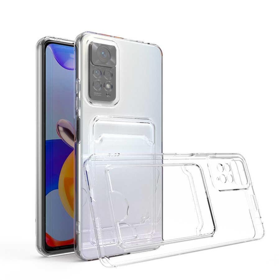 [RNZ-TA76595] Xiaomi Redmi Note 11S Global Uyumlu Kılıf Kartlıklı Şeffaf Zore Setra Clear Silikon Kapak