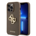 Apple iPhone 15 Pro Max Uyumlu Kılıf Guess Orjinal Lisanslı Delikli Yazı ve 4G Glitter Büyük Metal Logolu Kapak
