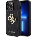 Apple iPhone 15 Pro Max Uyumlu Kılıf Guess Orjinal Lisanslı Delikli Yazı ve 4G Glitter Büyük Metal Logolu Kapak
