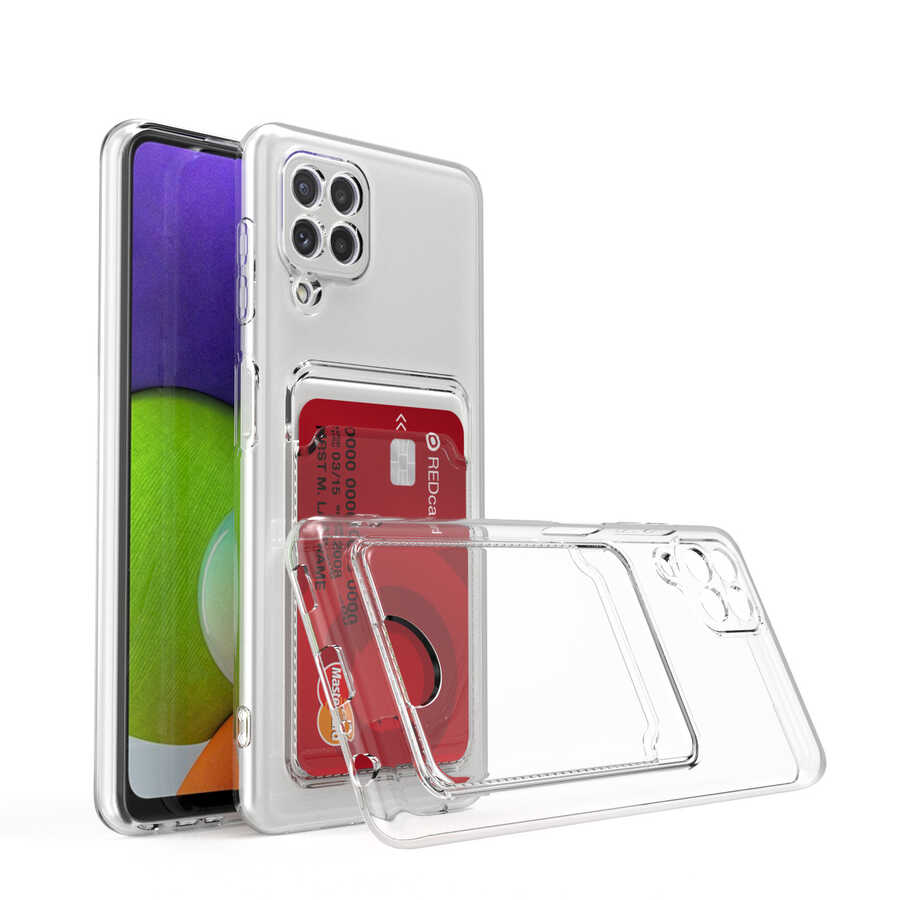 [RNZ-TA76600] Samsung Galaxy M32 Uyumlu Kılıf Kartlıklı Şeffaf Zore Setra Clear Silikon Kapak