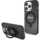 Apple iPhone 15 Pro Max Uyumlu Kılıf Guess Orjinal Lisanslı M-safe Şarj Özellikli Simli Arka Yüzey Ring Standlı Kapak