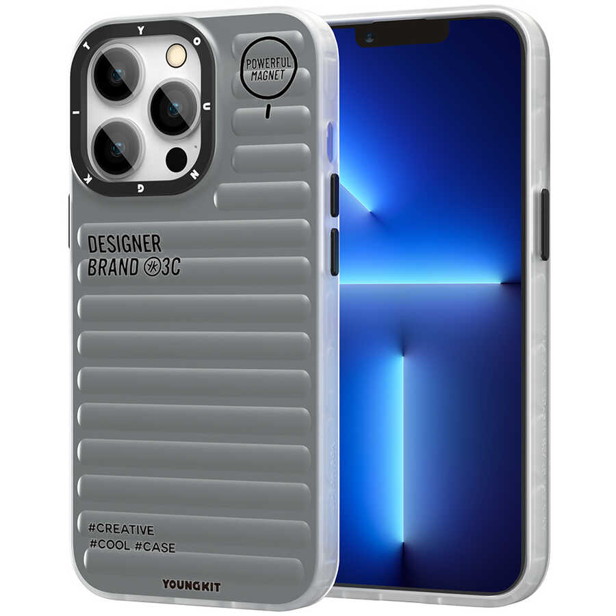 [RNZ-TA77101] Apple iPhone 13 Pro Uyumlu Kılıf YoungKit Plain Coloured Serisi Kapak (Gri)