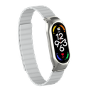 Xiaomi Mi Band 7 Uyumlu Kordon Suni Deri Baklalı Mıknatıslı KRD-69 Kayış