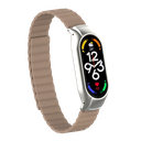 Xiaomi Mi Band 7 Uyumlu Kordon Suni Deri Baklalı Mıknatıslı KRD-69 Kayış