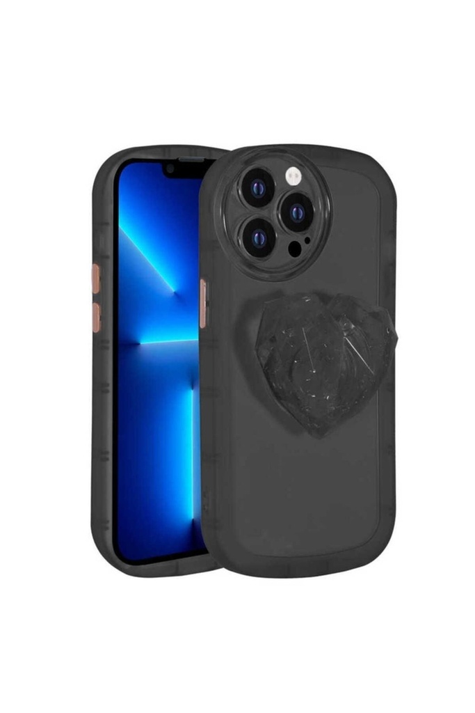 [RNZ-TA76905] Apple iPhone 12 Pro Max Uyumlu Kılıf Kamera Korumalı Pop Soketli Renkli Zore Ofro Kapak (Siyah)