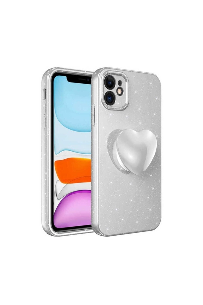 Apple iPhone 11 Uyumlu Kılıf Kamera Korumalı Simli Pop Soketli Lüks Zore Koton Soketli Kapak