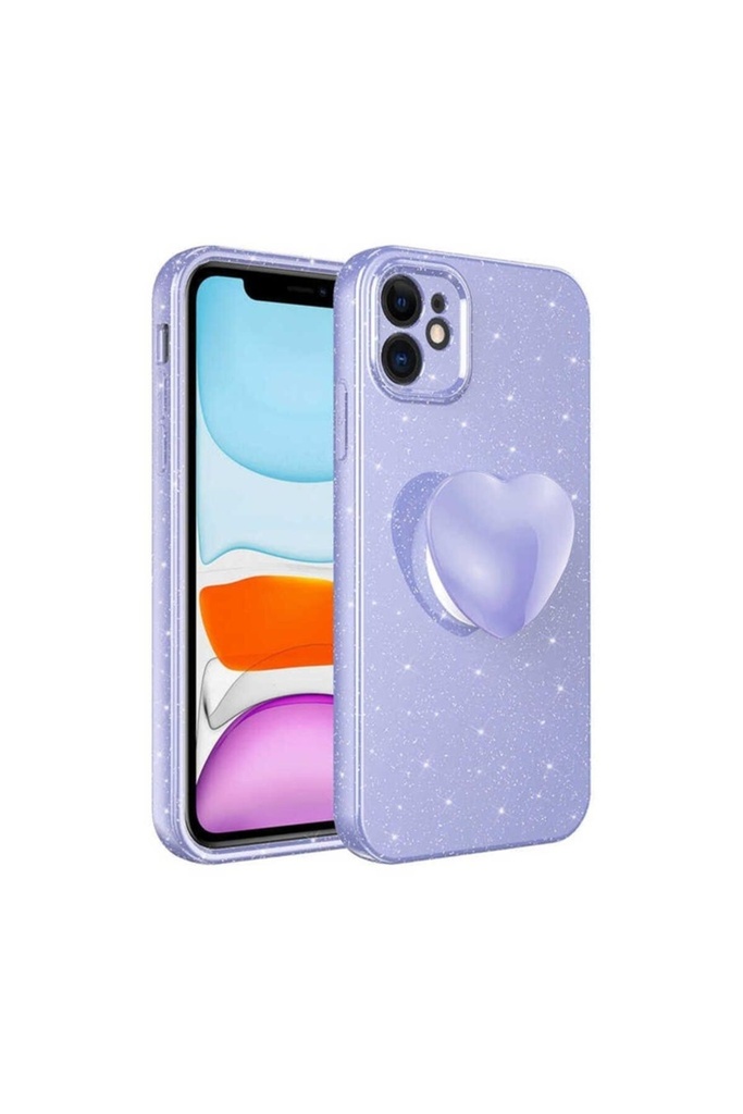 Apple iPhone 11 Uyumlu Kılıf Kamera Korumalı Simli Pop Soketli Lüks Zore Koton Soketli Kapak