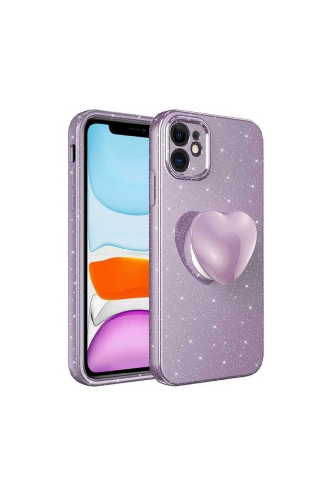 Apple iPhone 11 Uyumlu Kılıf Kamera Korumalı Simli Pop Soketli Lüks Zore Koton Soketli Kapak