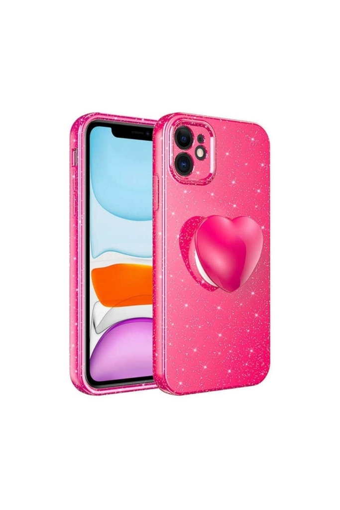 Apple iPhone 11 Uyumlu Kılıf Kamera Korumalı Simli Pop Soketli Lüks Zore Koton Soketli Kapak