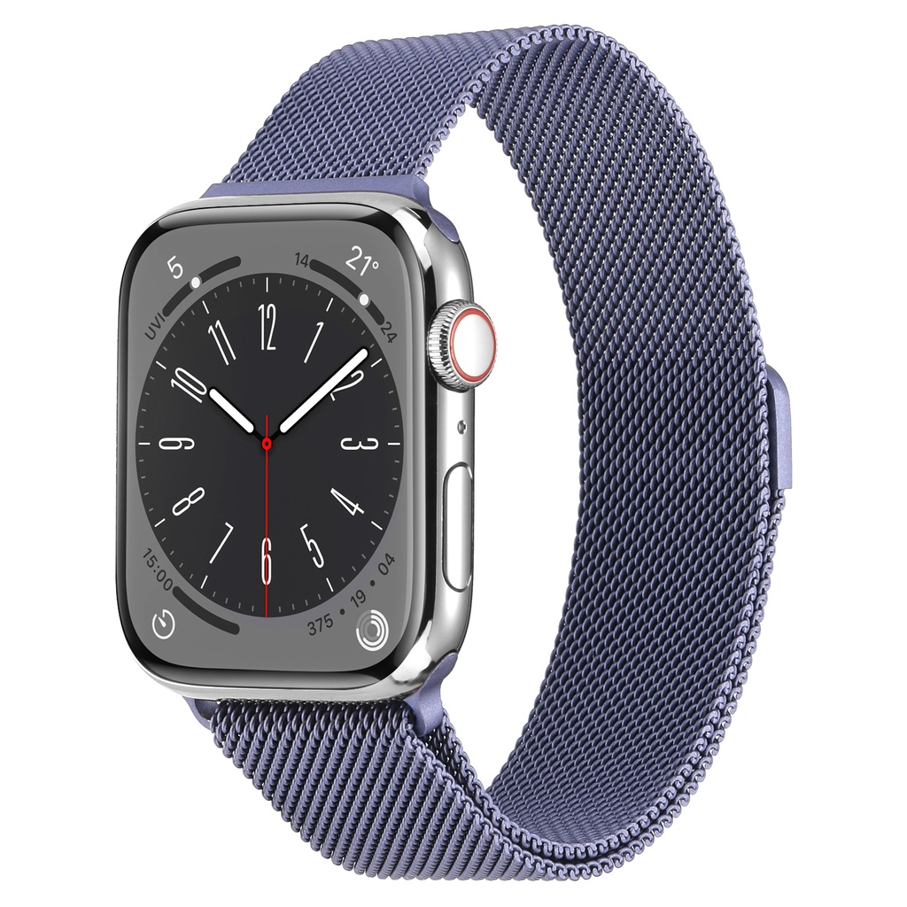 Apple Watch 7 45mm Uyumlu Kordon Hasır Metal Mıknatıslı Örgü Zore KRD-01 Kayış