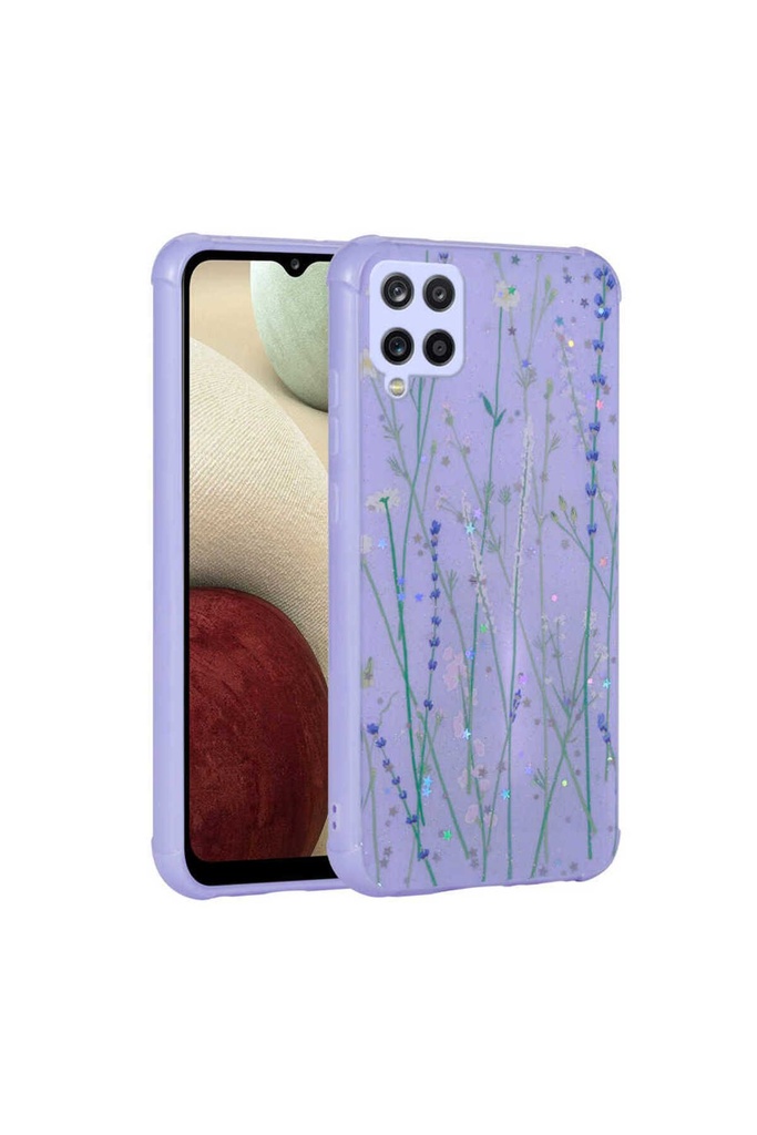 Samsung Galaxy M33 Uyumlu Kılıf Simli Desenli Kamera Korumalı Parlak Zore Popy Kapak