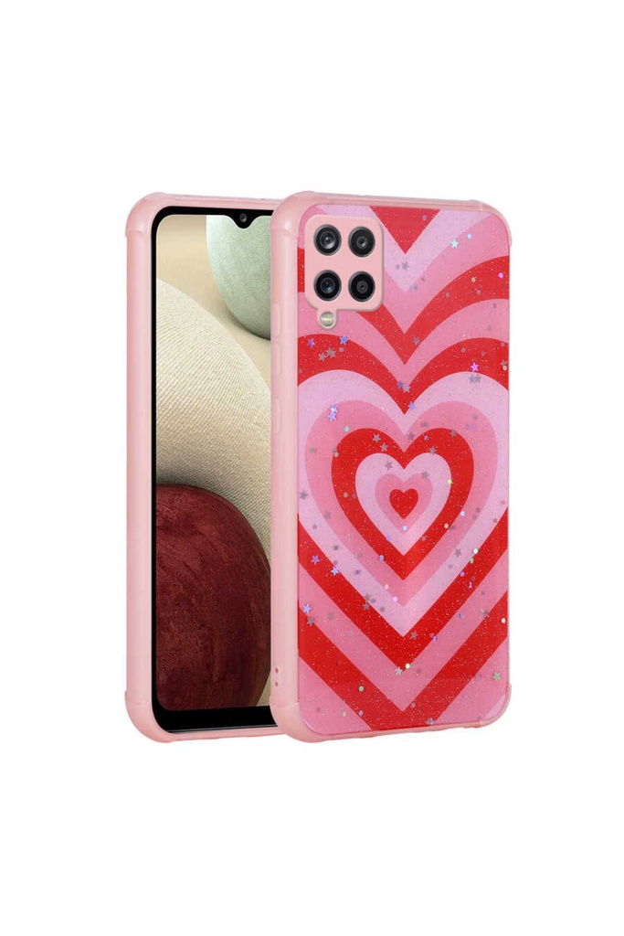 [RNZ-TA76831] Samsung Galaxy M33 Uyumlu Kılıf Simli Desenli Kamera Korumalı Parlak Zore Popy Kapak (Kalp)