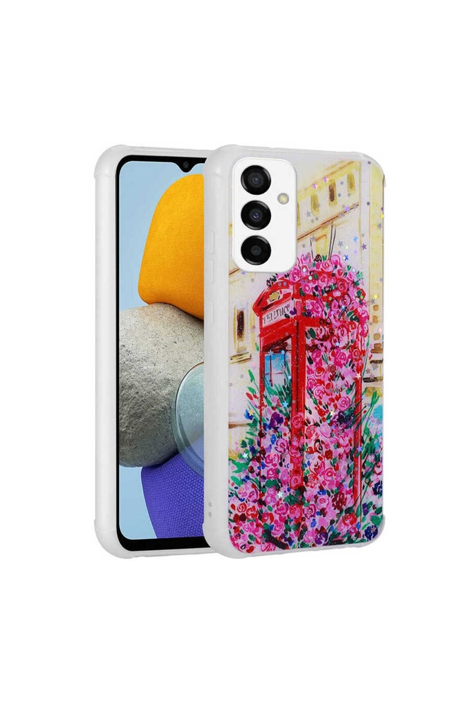 Samsung Galaxy M23 Uyumlu Kılıf Simli Desenli Kamera Korumalı Parlak Zore Popy Kapak