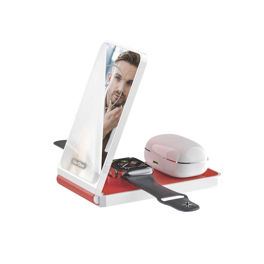 [RNZ-TA77046] Go Des GD-WL766 Magnetik Wireless Hızlı Şarj Özellikli 4 in 1 Şarj İstasyonu 30W