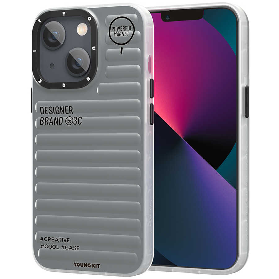 [RNZ-TA77100] Apple iPhone 13 Uyumlu Kılıf YoungKit Plain Coloured Serisi Kapak (Gri)