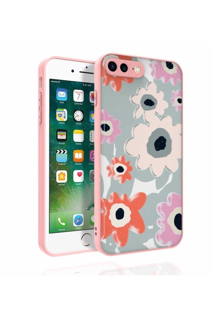 Apple iPhone 7 Plus Uyumlu Kılıf Desenli Kamera Korumalı Parlak Zore Nora Kapak