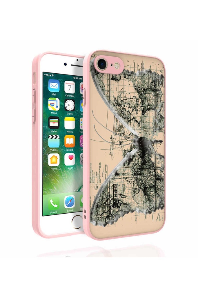 Apple iPhone 8 Uyumlu Kılıf Desenli Kamera Korumalı Parlak Zore Nora Kapak