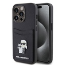 Apple iPhone 15 Pro Uyumlu Kılıf Karl Lagerfeld Orjinal Lisanslı Metal Logo Kartlıklı Saffiano Kapak
