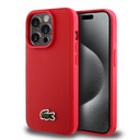 Apple iPhone 15 Pro Uyumlu Kılıf Lacoste Orjinal Lisanslı PU Pike Desenli Arka Yüzey İkonik Timsah Dokuma Logolu Kapak