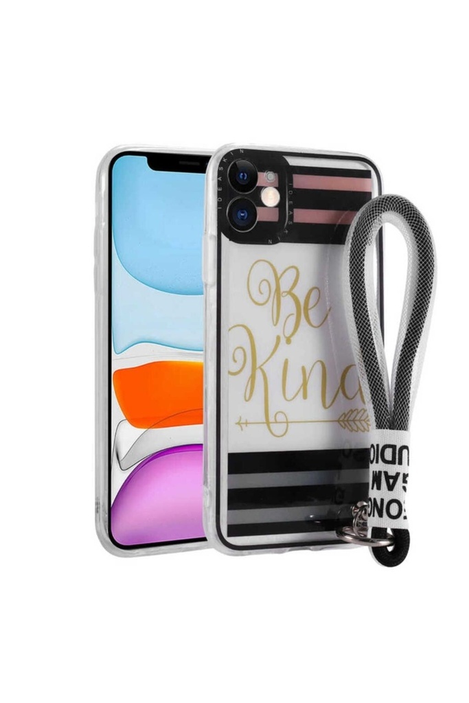 Apple iPhone 11 Uyumlu Kılıf Desenli El Askılı İpli Zore Astana Silikon Kapak