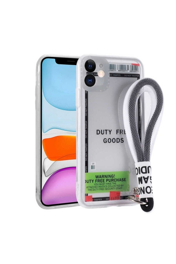 Apple iPhone 11 Uyumlu Kılıf Desenli El Askılı İpli Zore Astana Silikon Kapak