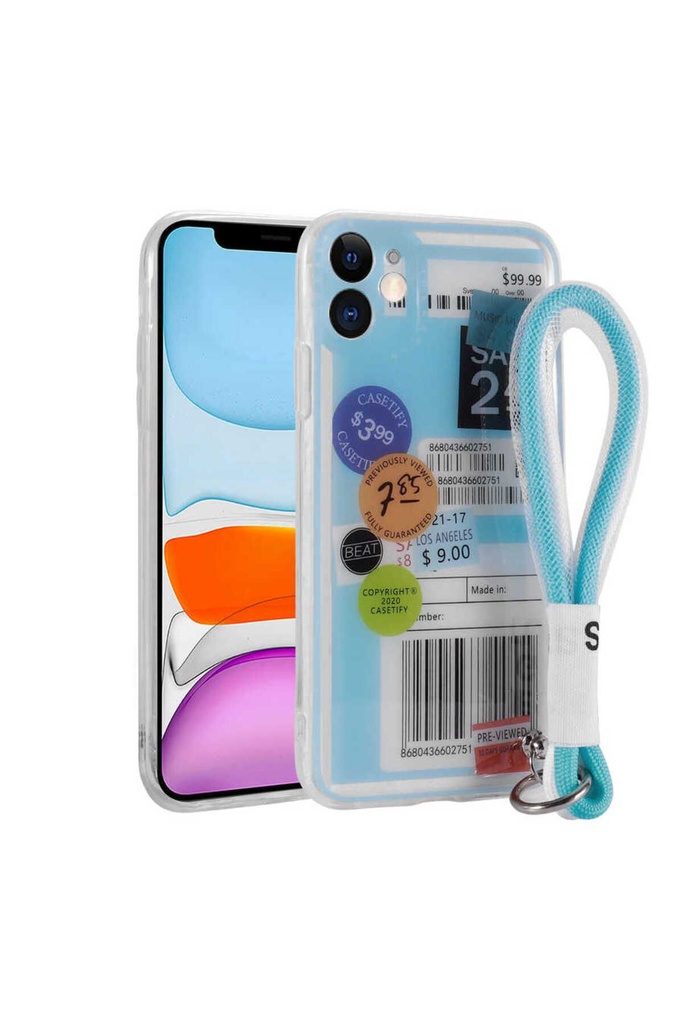 Apple iPhone 11 Uyumlu Kılıf Desenli El Askılı İpli Zore Astana Silikon Kapak