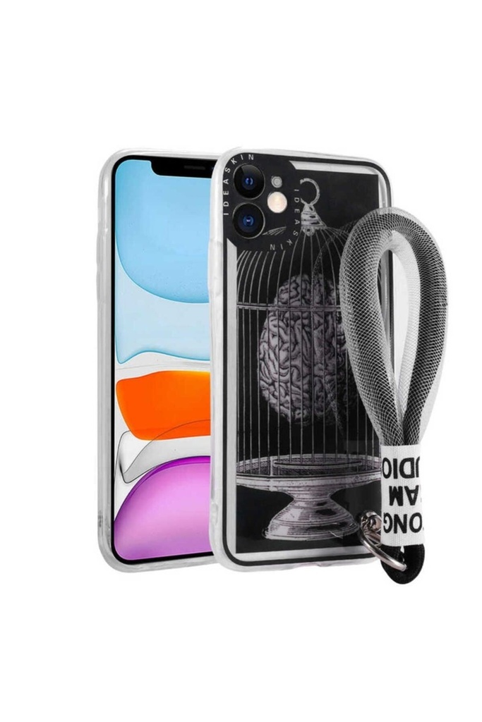 Apple iPhone 11 Uyumlu Kılıf Desenli El Askılı İpli Zore Astana Silikon Kapak