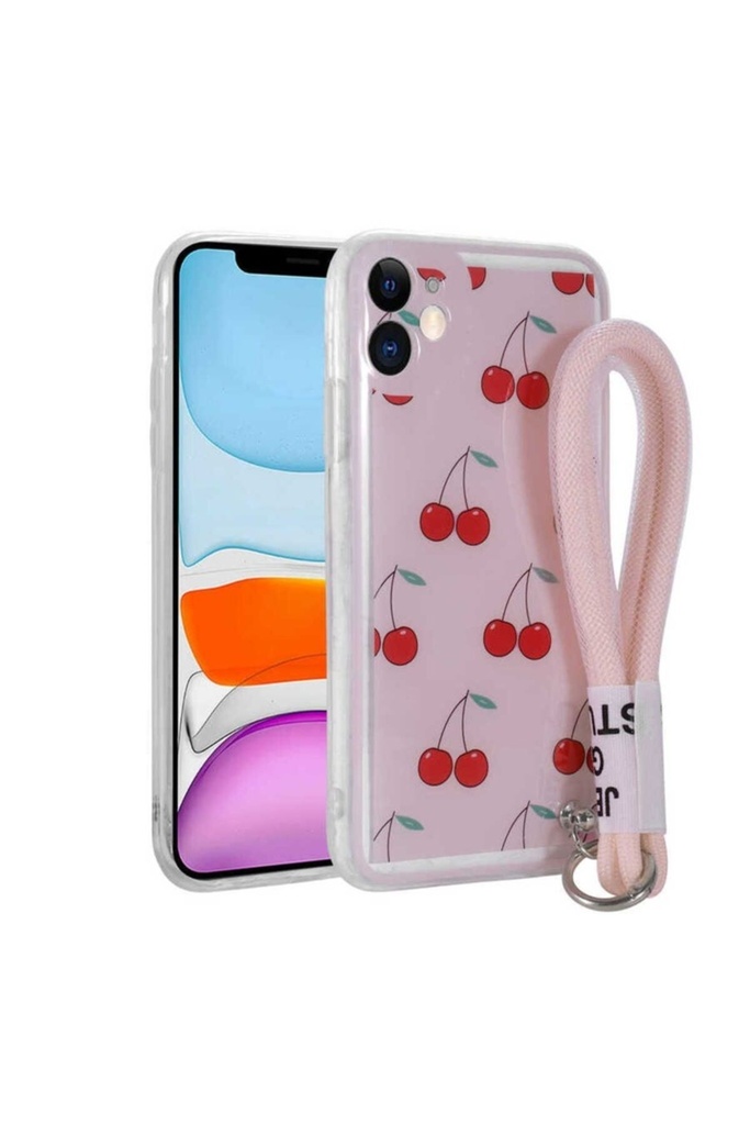Apple iPhone 11 Uyumlu Kılıf Desenli El Askılı İpli Zore Astana Silikon Kapak