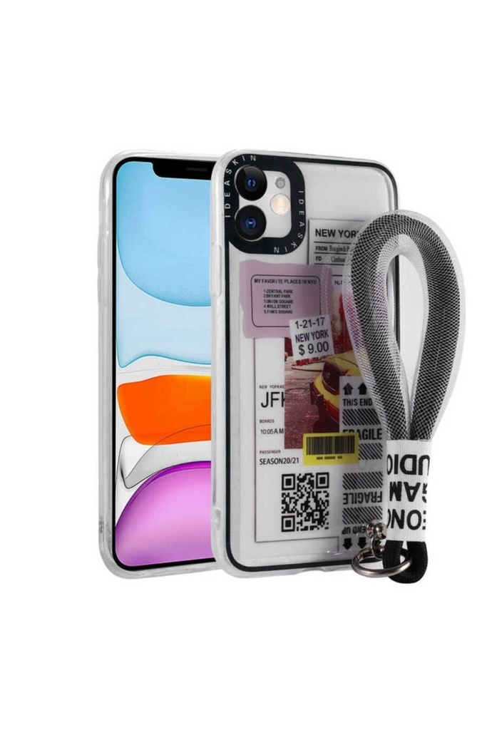 Apple iPhone 11 Uyumlu Kılıf Desenli El Askılı İpli Zore Astana Silikon Kapak