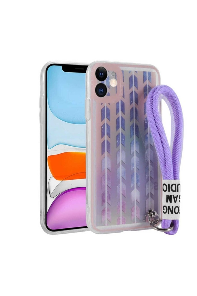 Apple iPhone 11 Uyumlu Kılıf Desenli El Askılı İpli Zore Astana Silikon Kapak